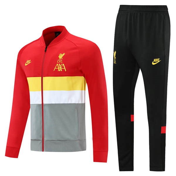 Survetement Football Liverpool 2021-22 Rouge Jaune Gris